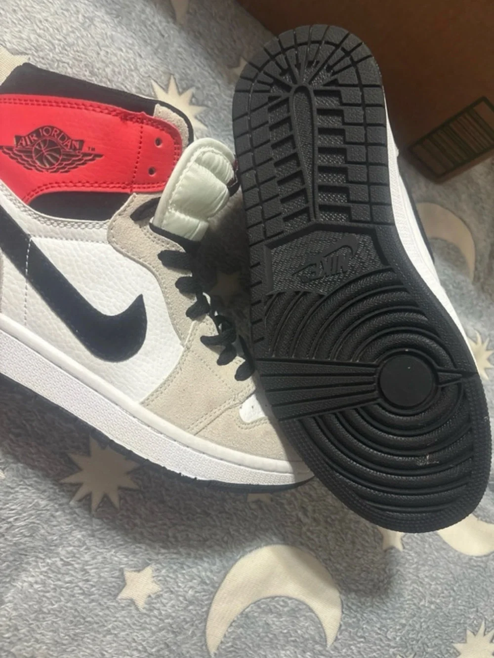 Jordan Kids High-Top Sneakers in White, Black & Red